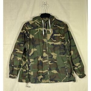 Forever 21 Womens Green Camo Utility Jacket Zip Pockets Size 2XL